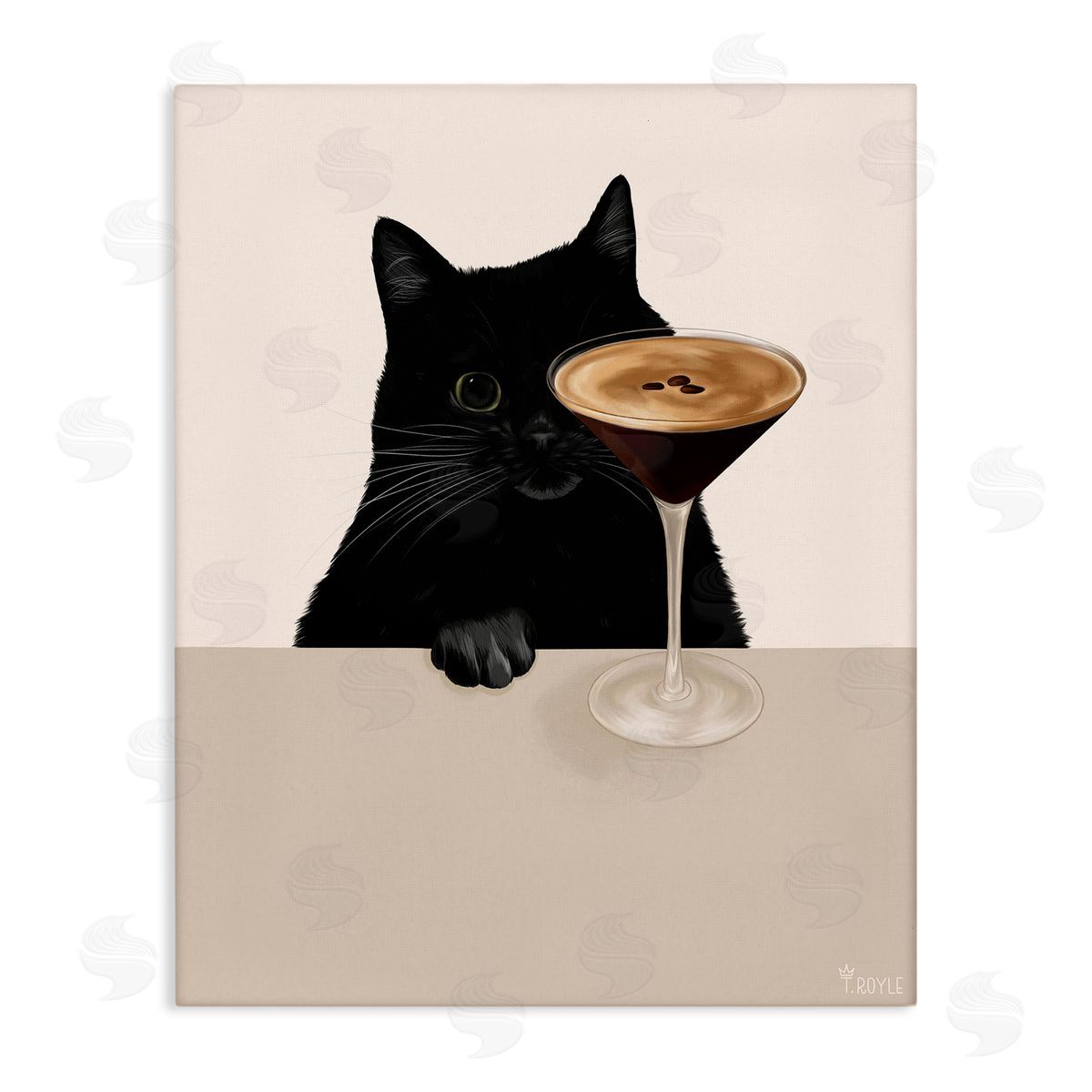 Cat and Espresso Martini Canvas Wall Art, Home Decor by Tara Royle