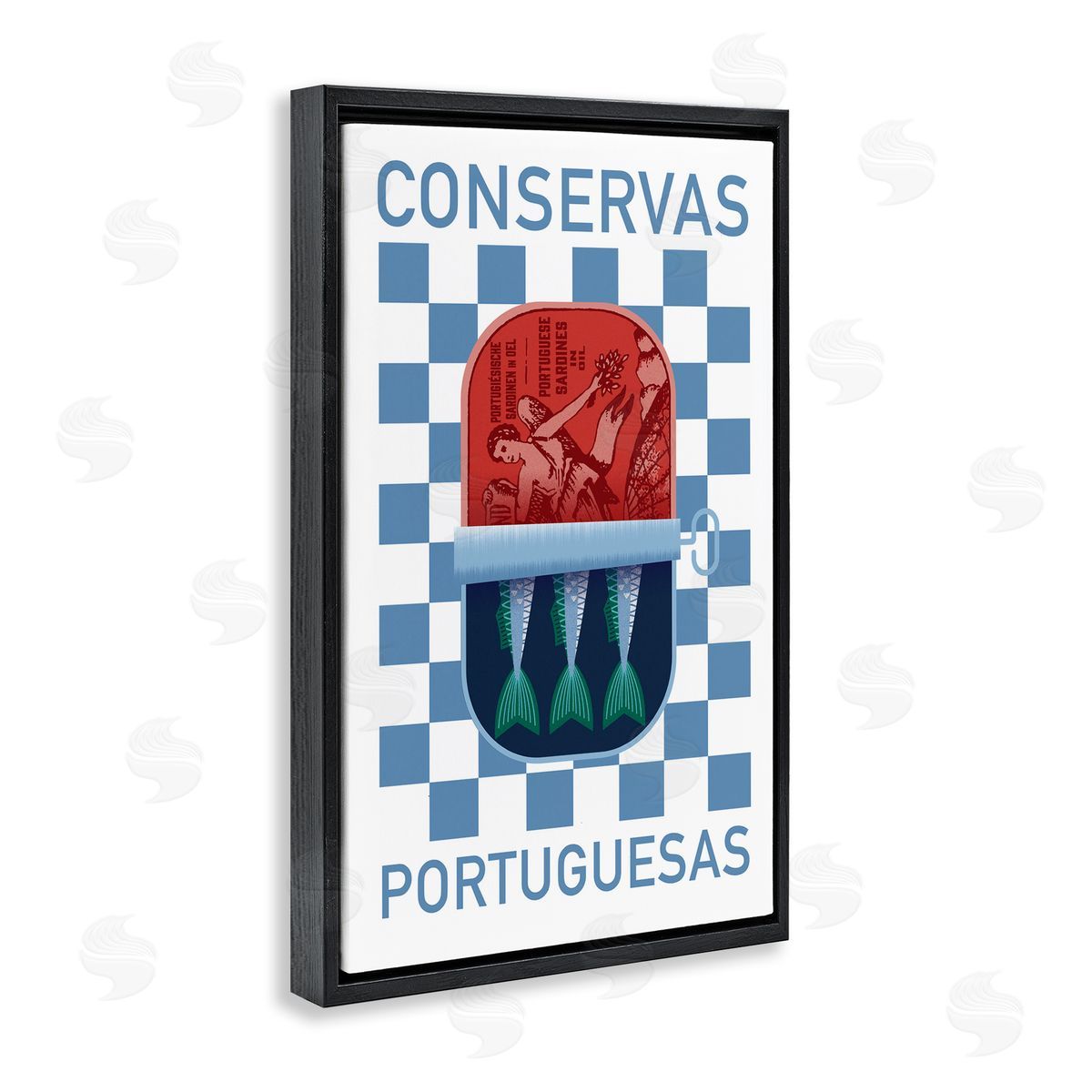 Portuguese Canned Fish Black Floating Frame Canvas Wall Art, Home Decor by Victoria Barnes