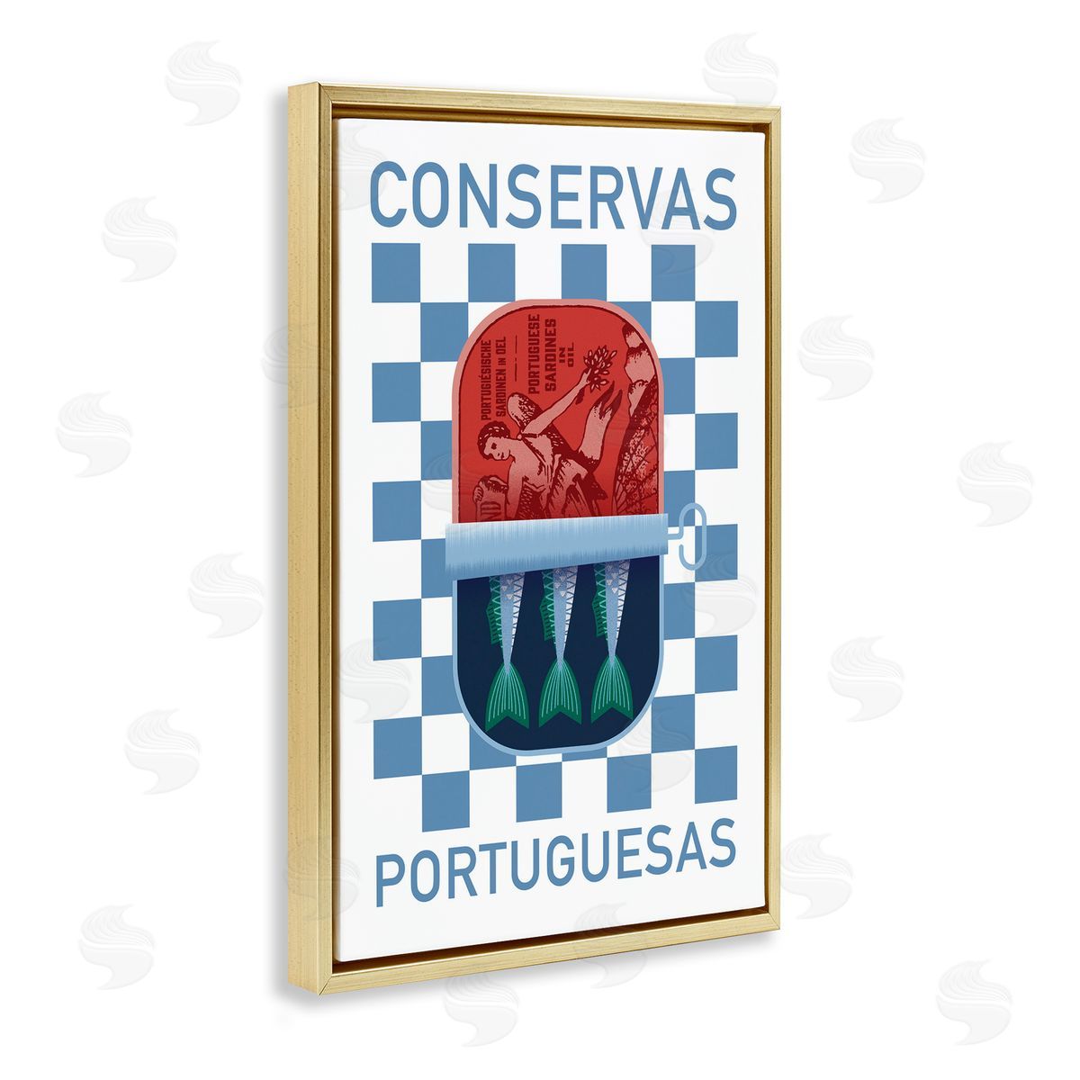 Portuguese Canned Fish Gold Floating Frame Canvas Wall Art, Home Decor by Victoria Barnes