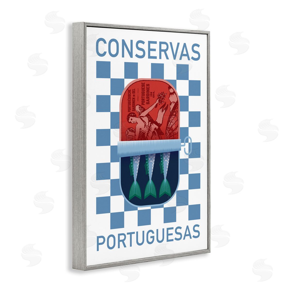 Portuguese Canned Fish Grey Frame Print Wall Art, Home Decor by Victoria Barnes