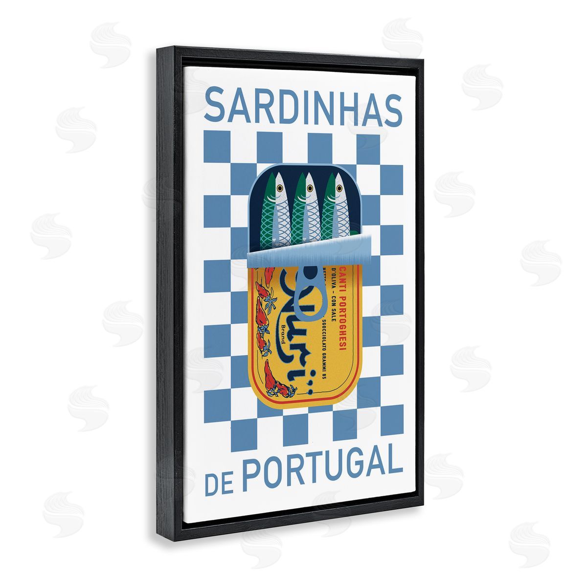 Portuguese Sardines Can Black Floating Frame Canvas Wall Art, Home Decor by Victoria Barnes