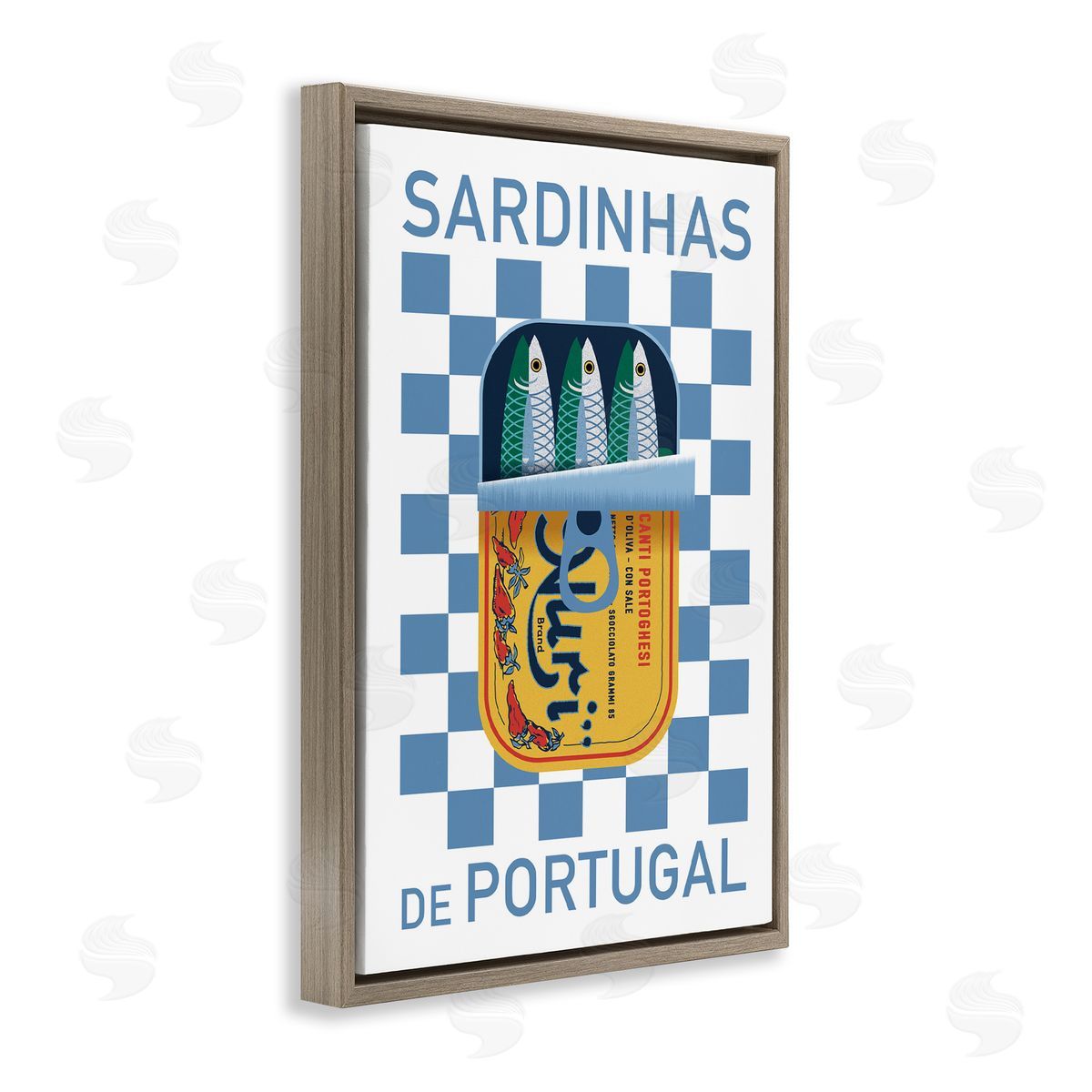 Portuguese Sardines Can Brown Floating Frame Canvas Wall Art, Home Decor by Victoria Barnes