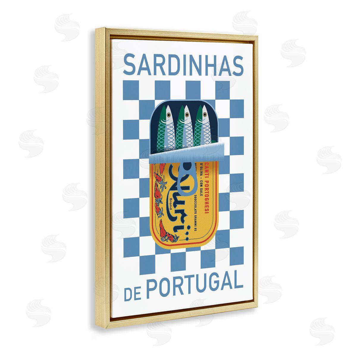 Portuguese Sardines Can Gold Floating Frame Canvas Wall Art, Home Decor by Victoria Barnes