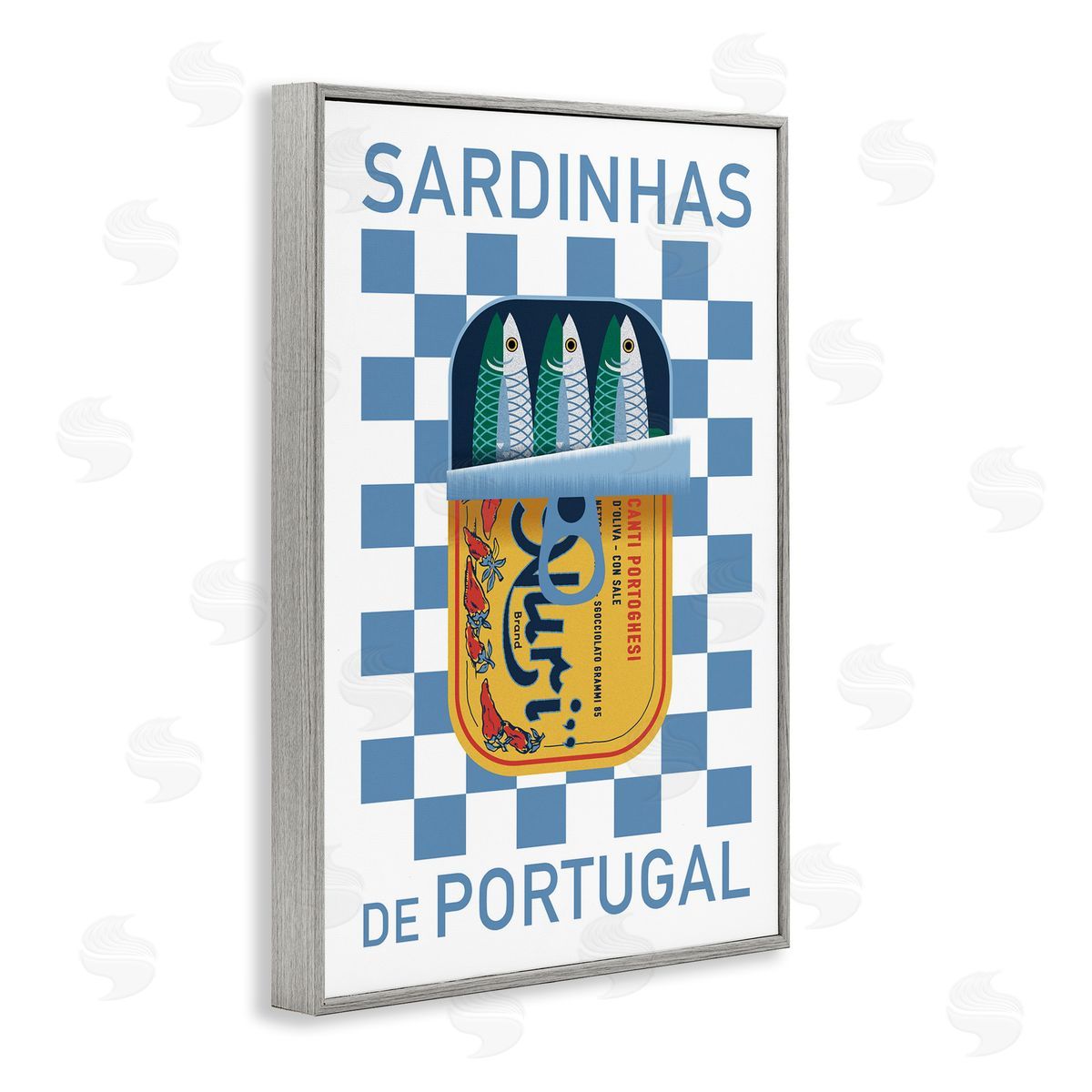 Portuguese Sardines Can Grey Frame Print Wall Art, Home Decor by Victoria Barnes