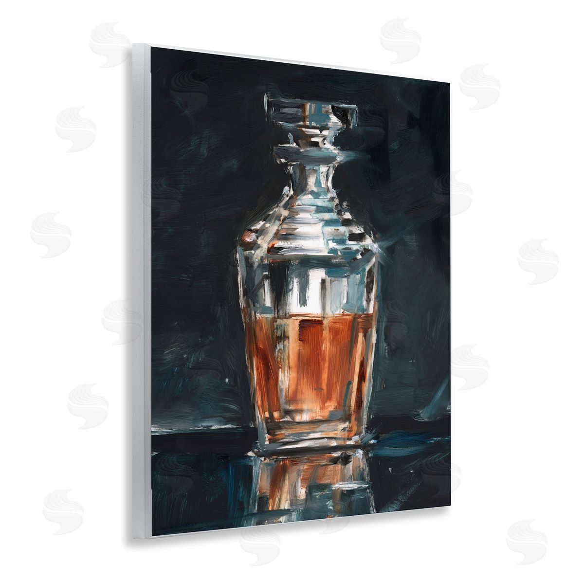 Whiskey Decanter Still Life Wood Plaque Wall Art, Home Decor by Ethan Harper