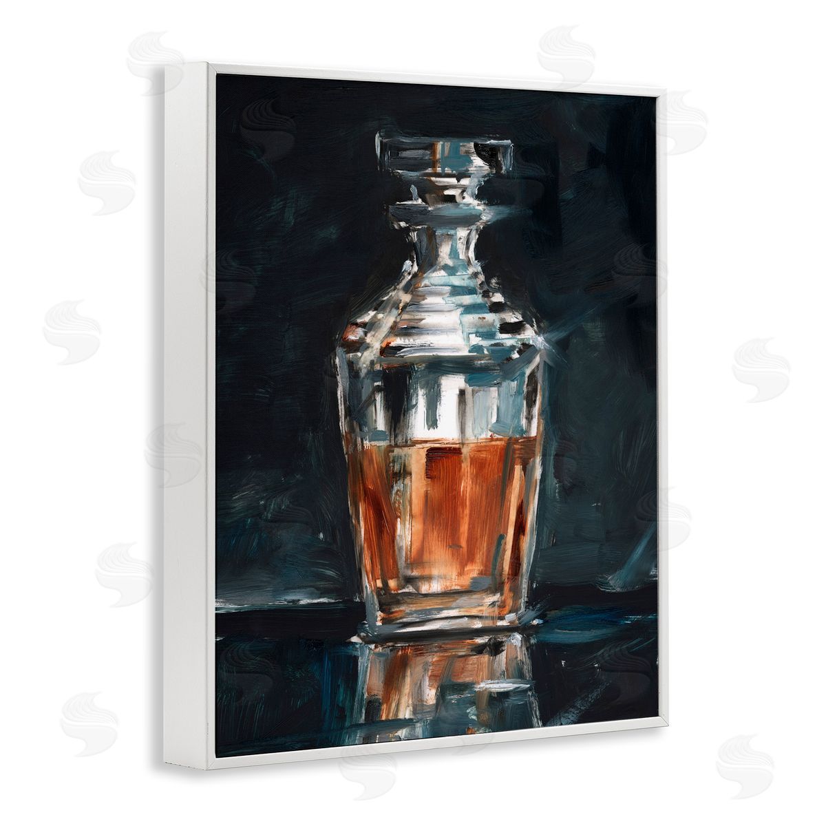 Whiskey Decanter Still Life White Frame Print Wall Art, Home Decor by Ethan Harper