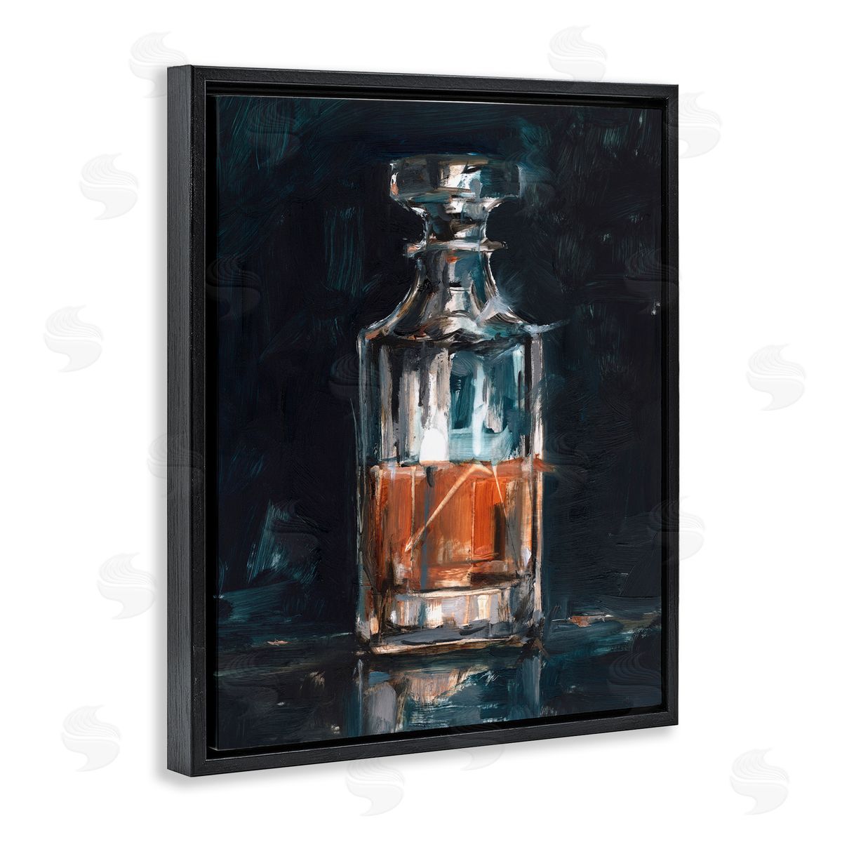 Bar Whiskey Decanter Black Floating Frame Canvas Wall Art, Home Decor by Ethan Harper