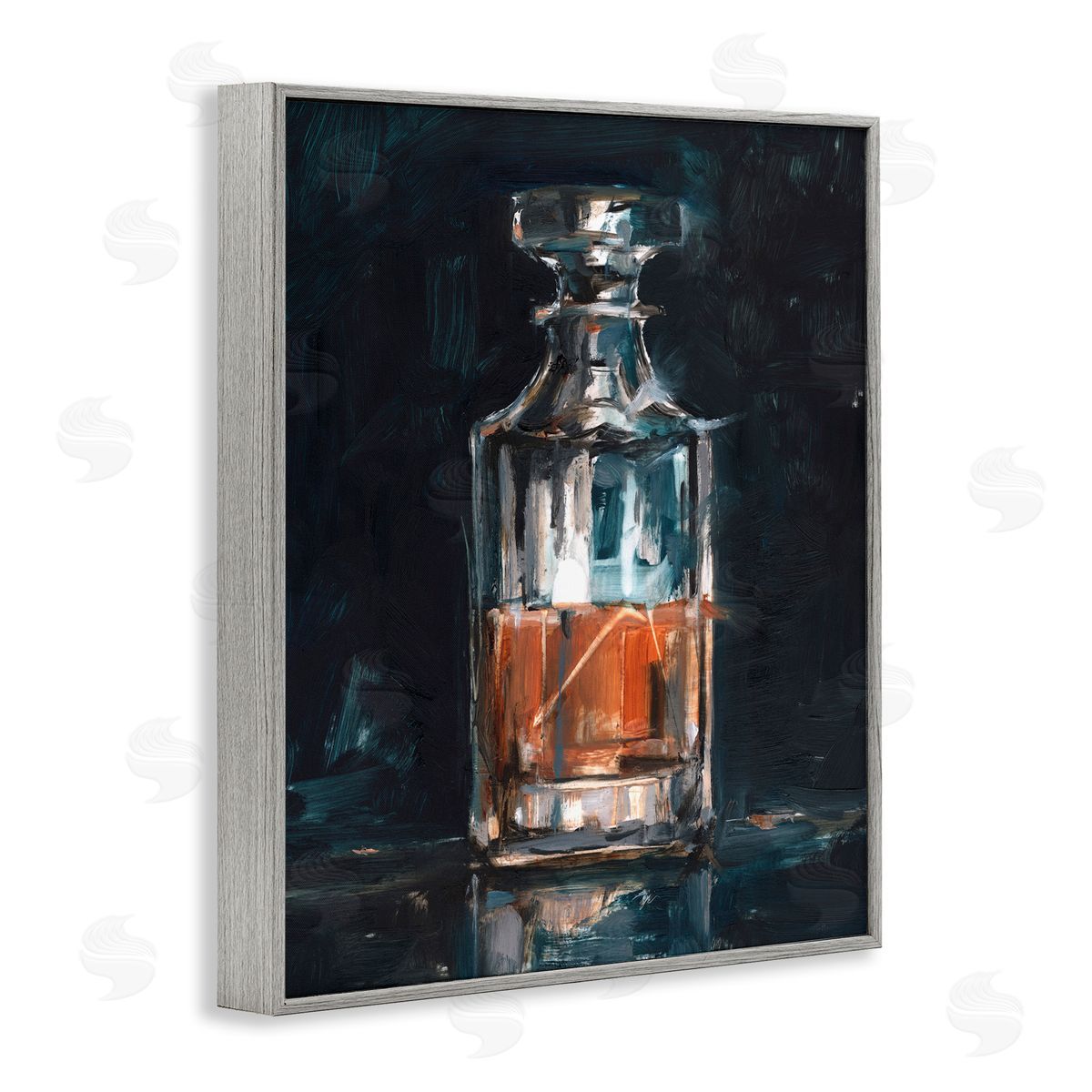 Bar Whiskey Decanter Grey Frame Print Wall Art, Home Decor by Ethan Harper