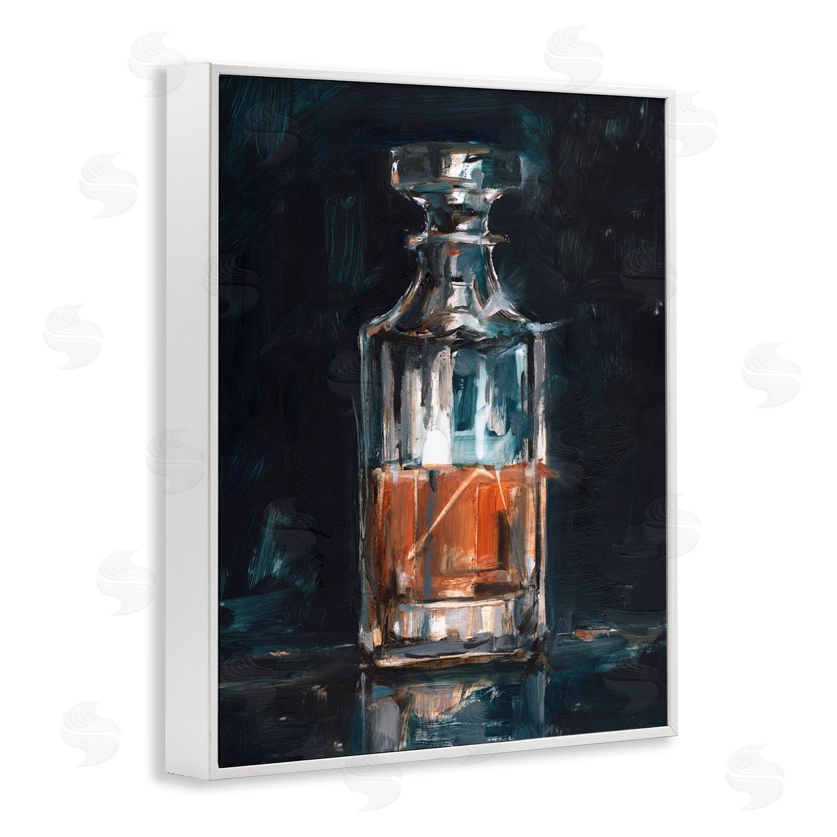 Bar Whiskey Decanter White Frame Print Wall Art, Home Decor by Ethan Harper