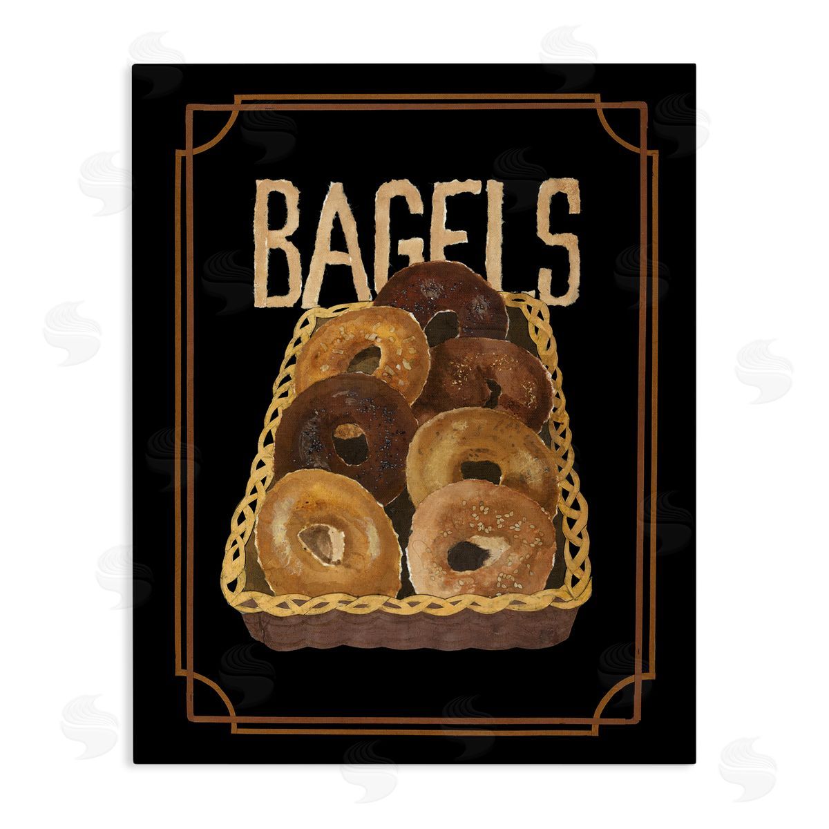 Basket Of Bagels Canvas Wall Art, Home Decor by Nancy Overton