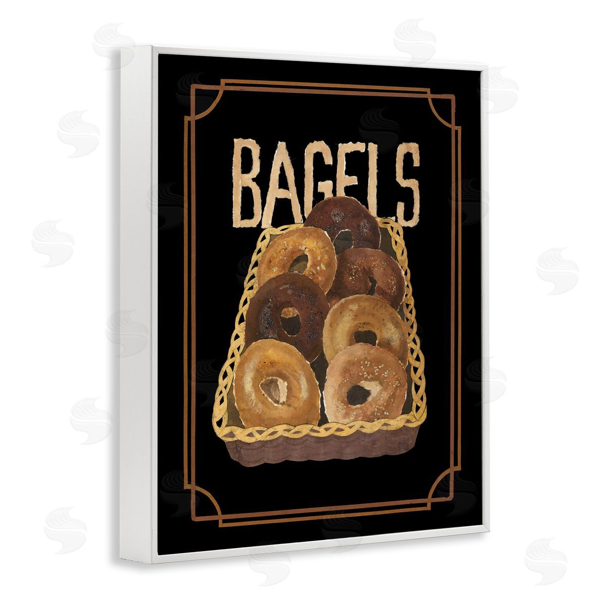 Basket Of Bagels White Frame Print Wall Art, Home Decor by Nancy Overton
