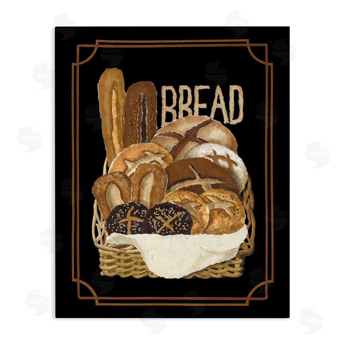 Traditional Bread Basket Canvas Wall Art, Home Decor by Nancy Overton