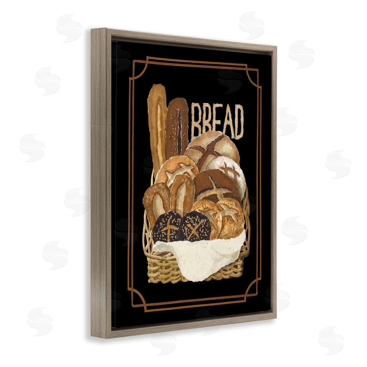 Traditional Bread Basket Brown Floating Frame Canvas Wall Art, Home Decor by Nancy Overton