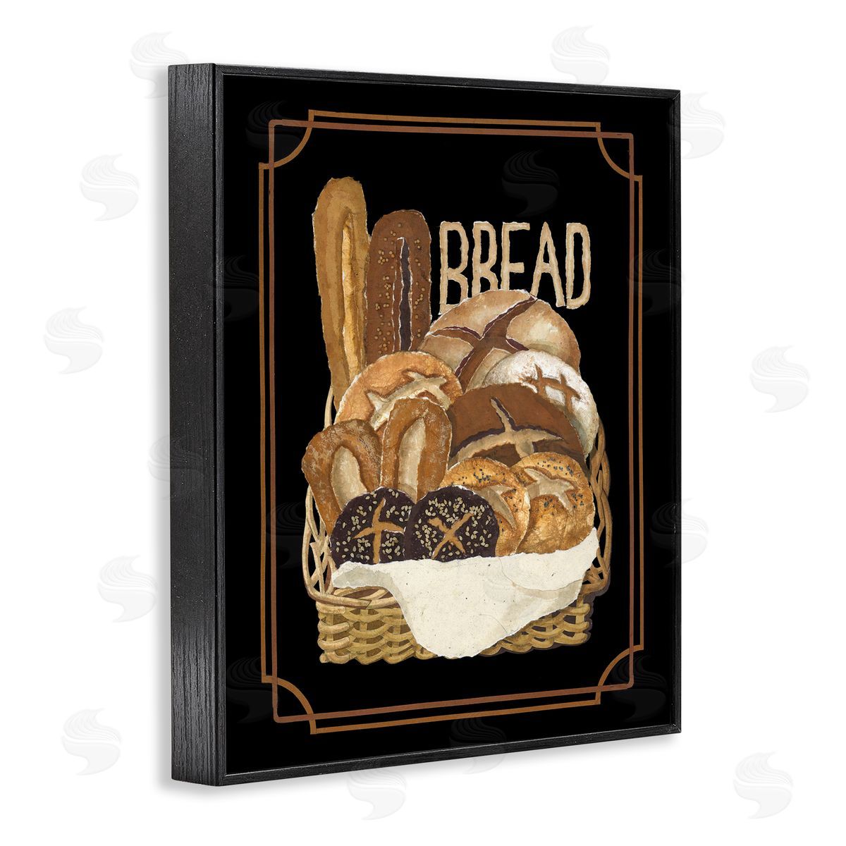 Traditional Bread Basket Black Frame Print Wall Art, Home Decor by Nancy Overton