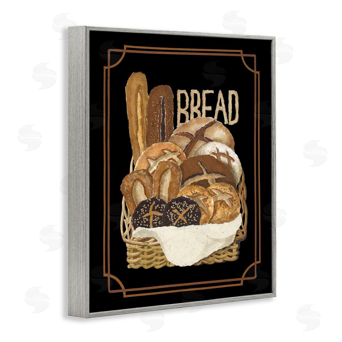 Traditional Bread Basket Grey Frame Print Wall Art, Home Decor by Nancy Overton