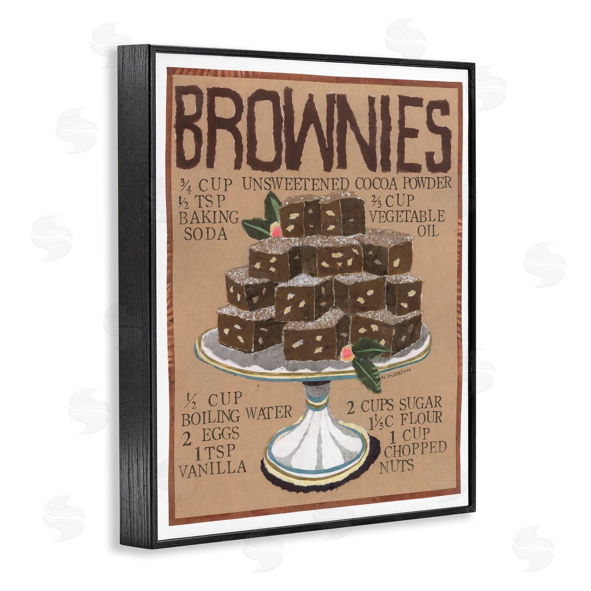 Brownie Platter Recipe Black Frame Print Wall Art, Home Decor by Nancy Overton