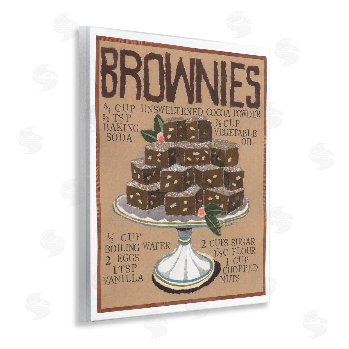Brownie Platter Recipe Wood Plaque Wall Art, Home Decor by Nancy Overton