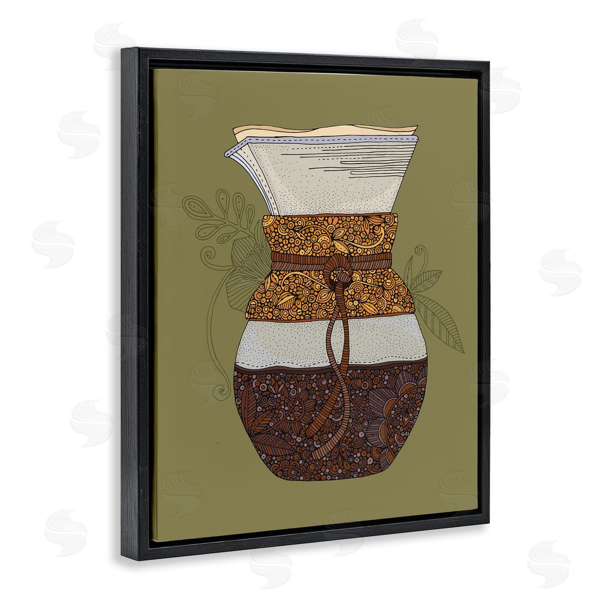 Pour Over Coffee Maker Black Floating Frame Canvas Wall Art, Home Decor by Valentina Harper