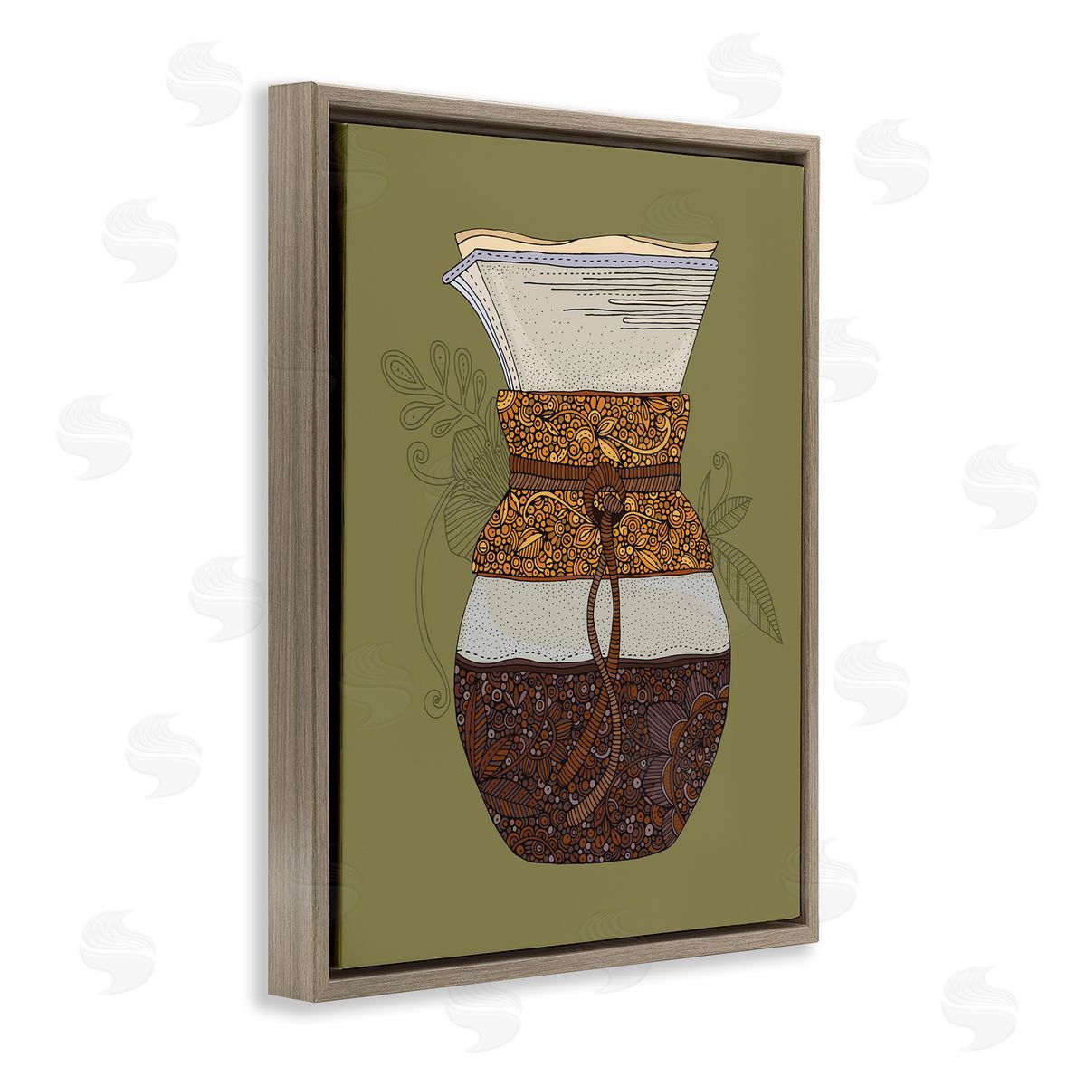 Pour Over Coffee Maker Brown Floating Frame Canvas Wall Art, Home Decor by Valentina Harper