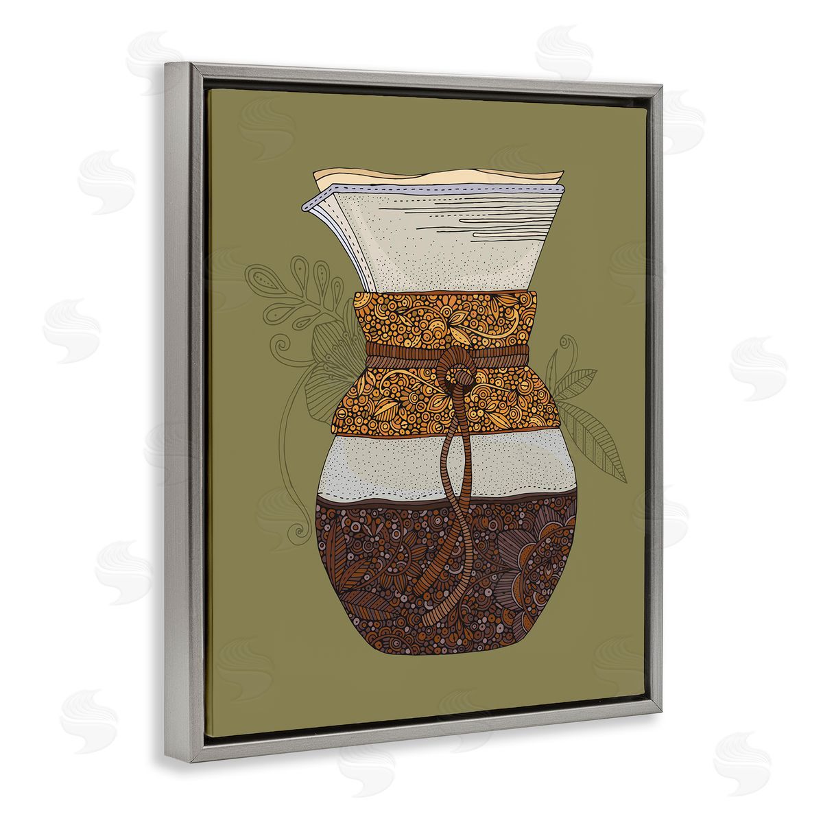 Pour Over Coffee Maker Grey Floating Frame Canvas Wall Art, Home Decor by Valentina Harper