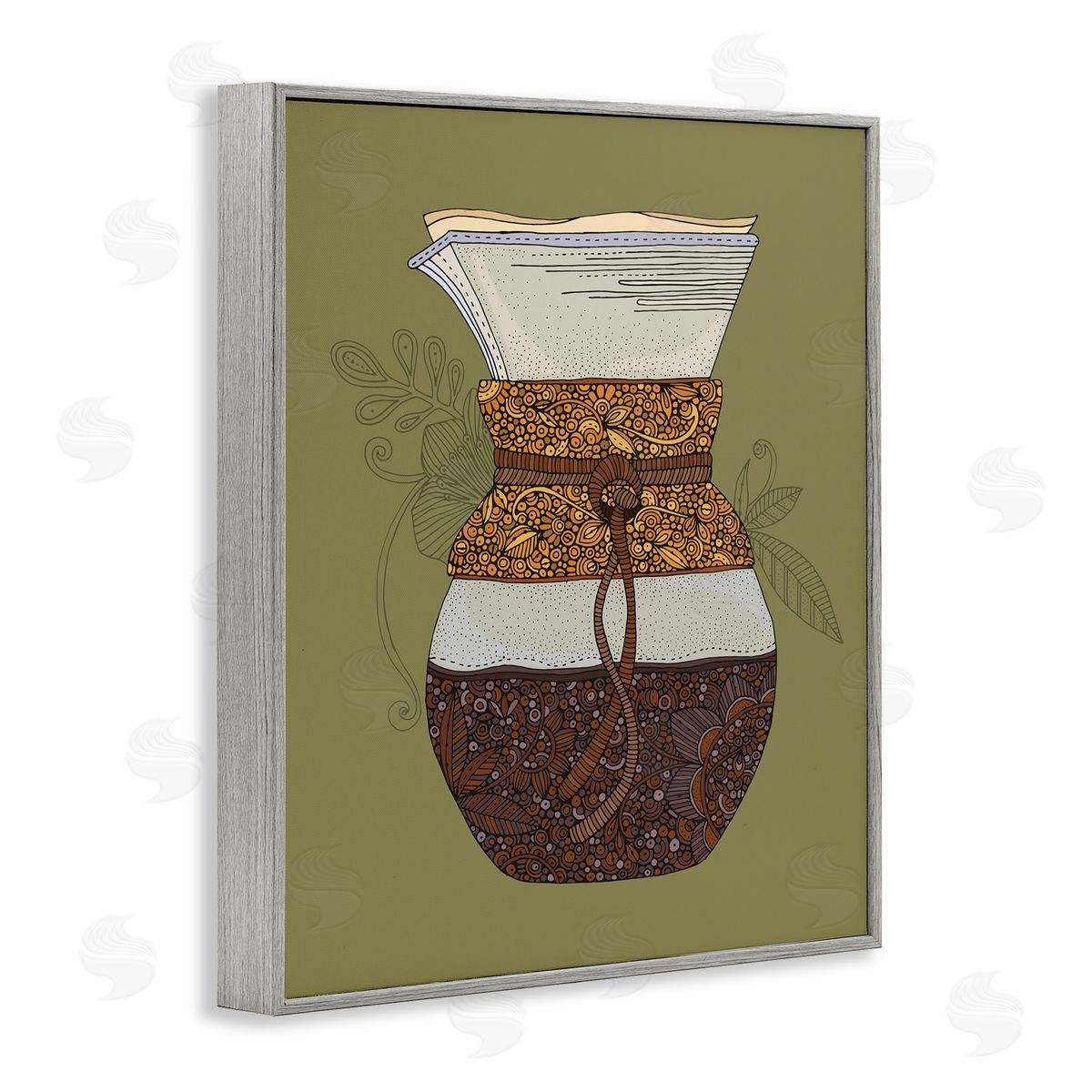 Pour Over Coffee Maker Grey Frame Print Wall Art, Home Decor by Valentina Harper