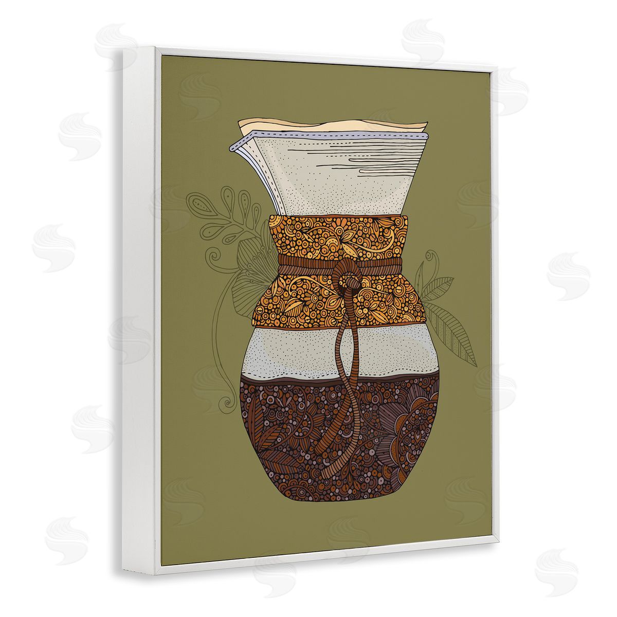 Pour Over Coffee Maker White Frame Print Wall Art, Home Decor by Valentina Harper