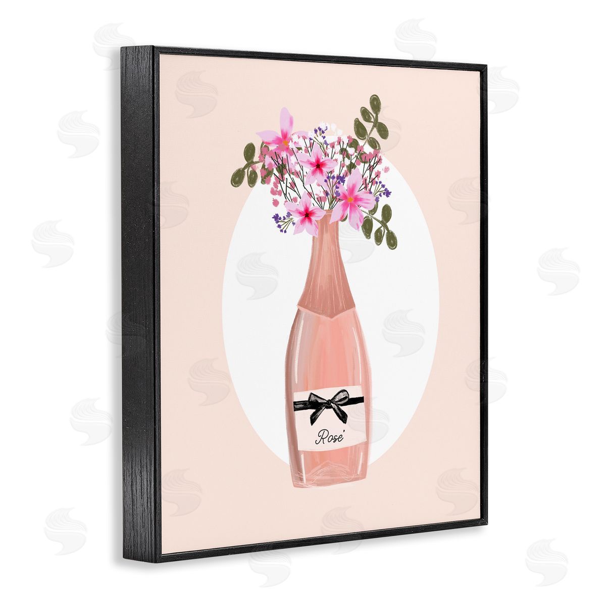 Pink Lilies Champagne Black Frame Print Wall Art, Home Decor by Chen Alyesh