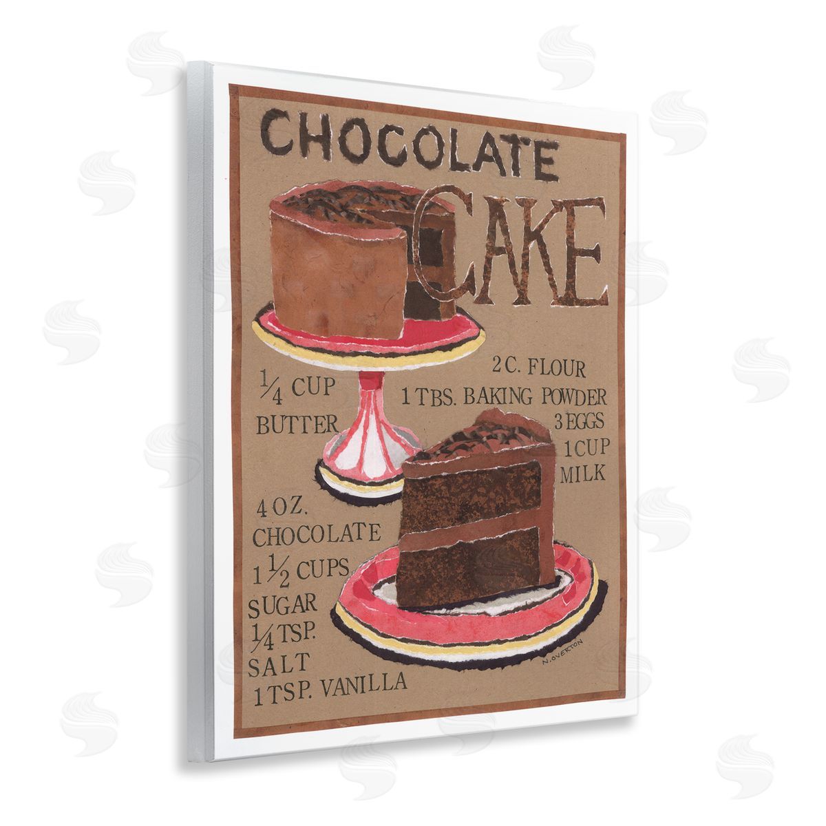 Chocolate Cake Recipe Wood Plaque Wall Art, Home Decor by Nancy Overton