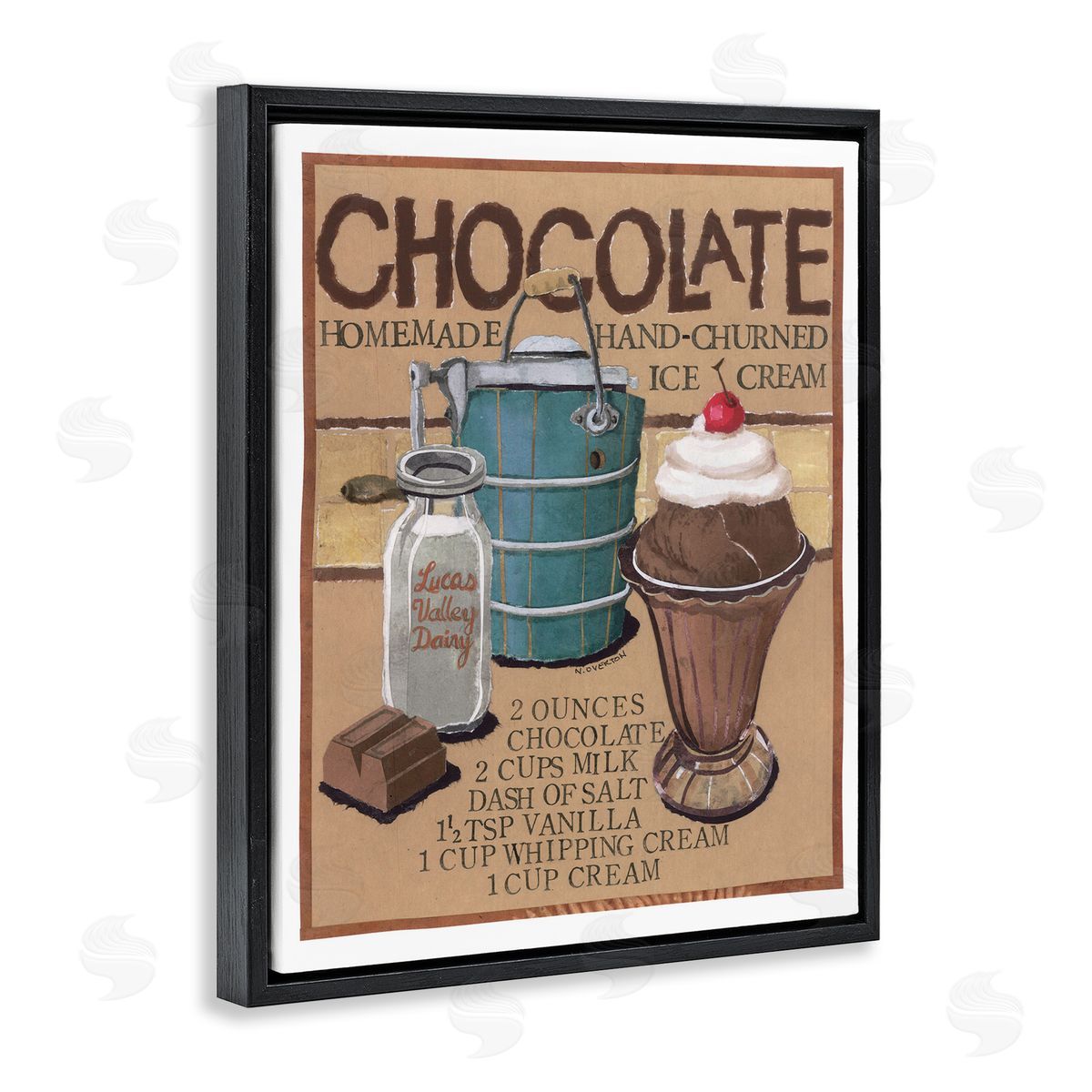 Chocolate Ice Cream Black Floating Frame Canvas Wall Art, Home Decor by Nancy Overton