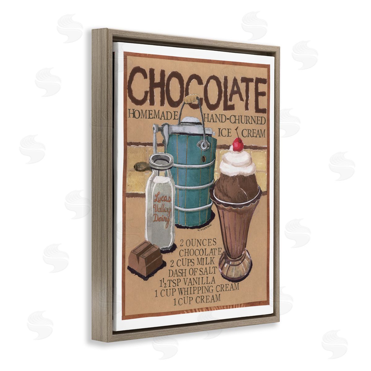 Chocolate Ice Cream Brown Floating Frame Canvas Wall Art, Home Decor by Nancy Overton