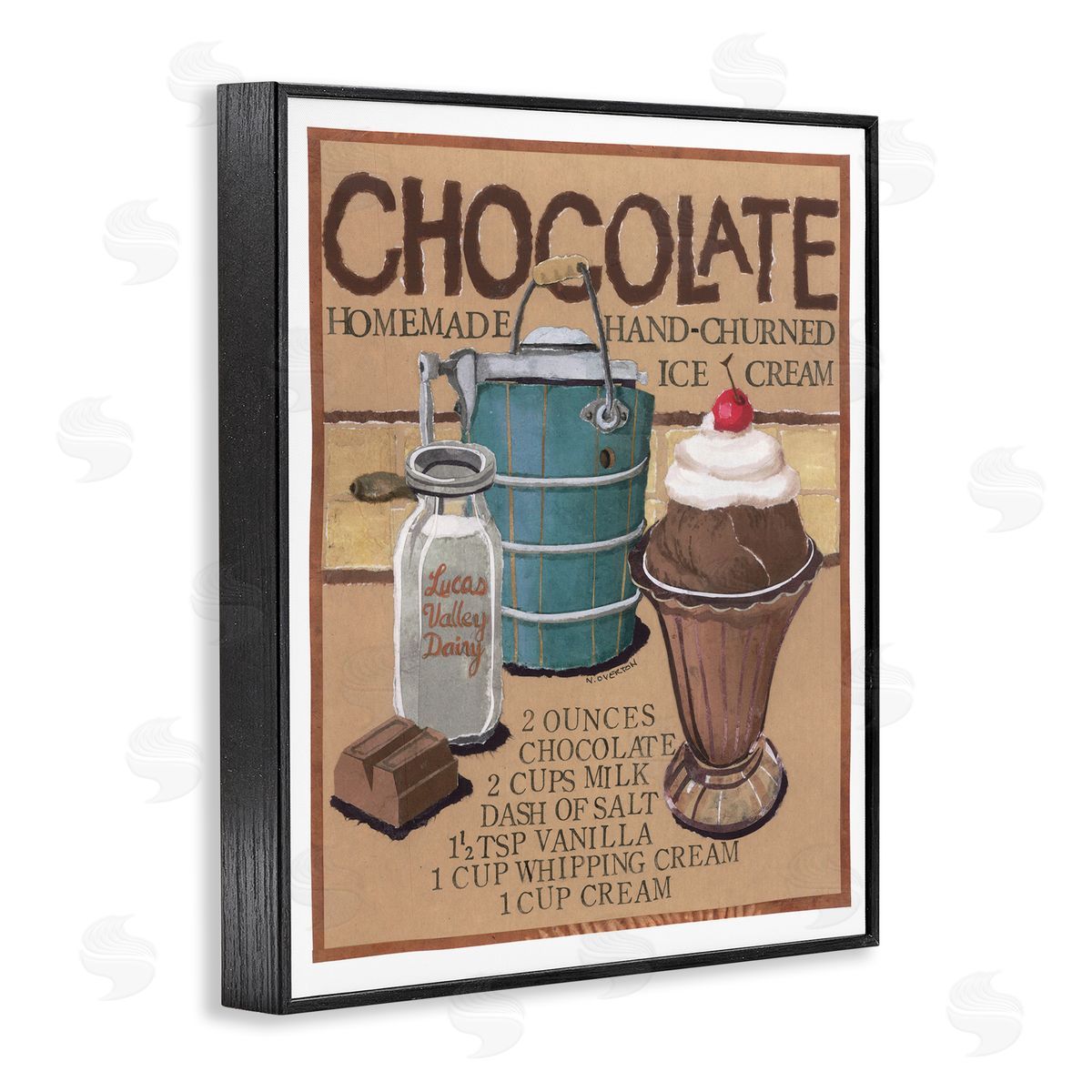 Chocolate Ice Cream Black Frame Print Wall Art, Home Decor by Nancy Overton
