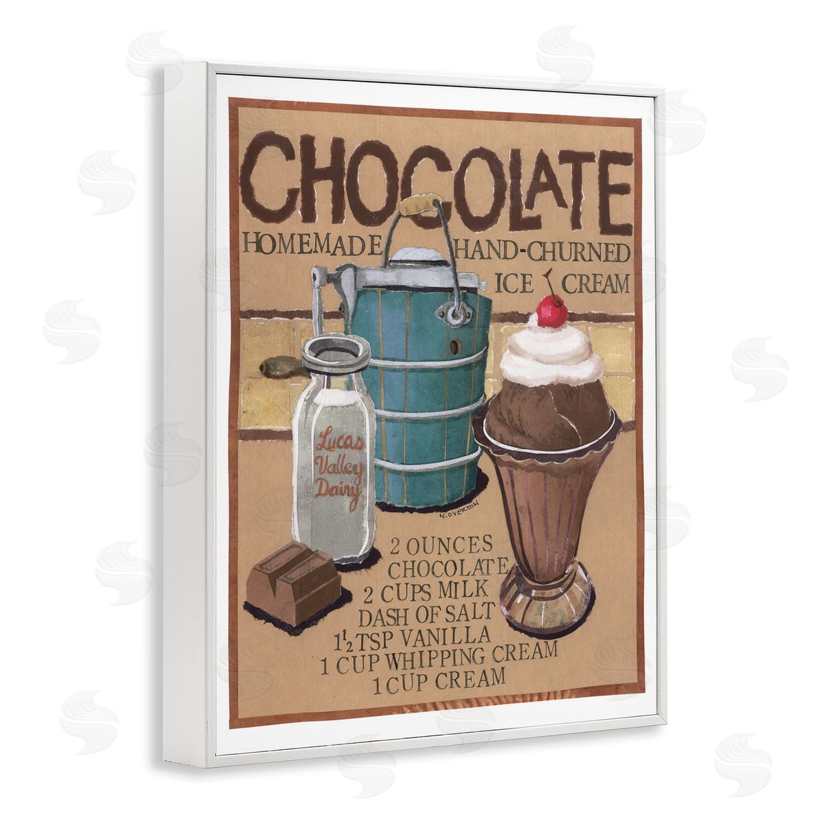 Chocolate Ice Cream White Frame Print Wall Art, Home Decor by Nancy Overton