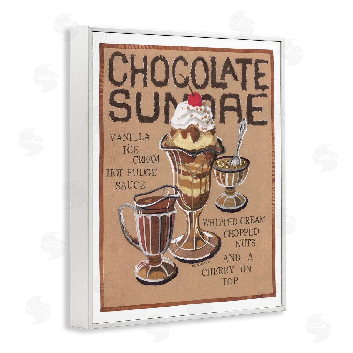 Chocolate Sundae Recipe White Frame Print Wall Art, Home Decor by Nancy Overton