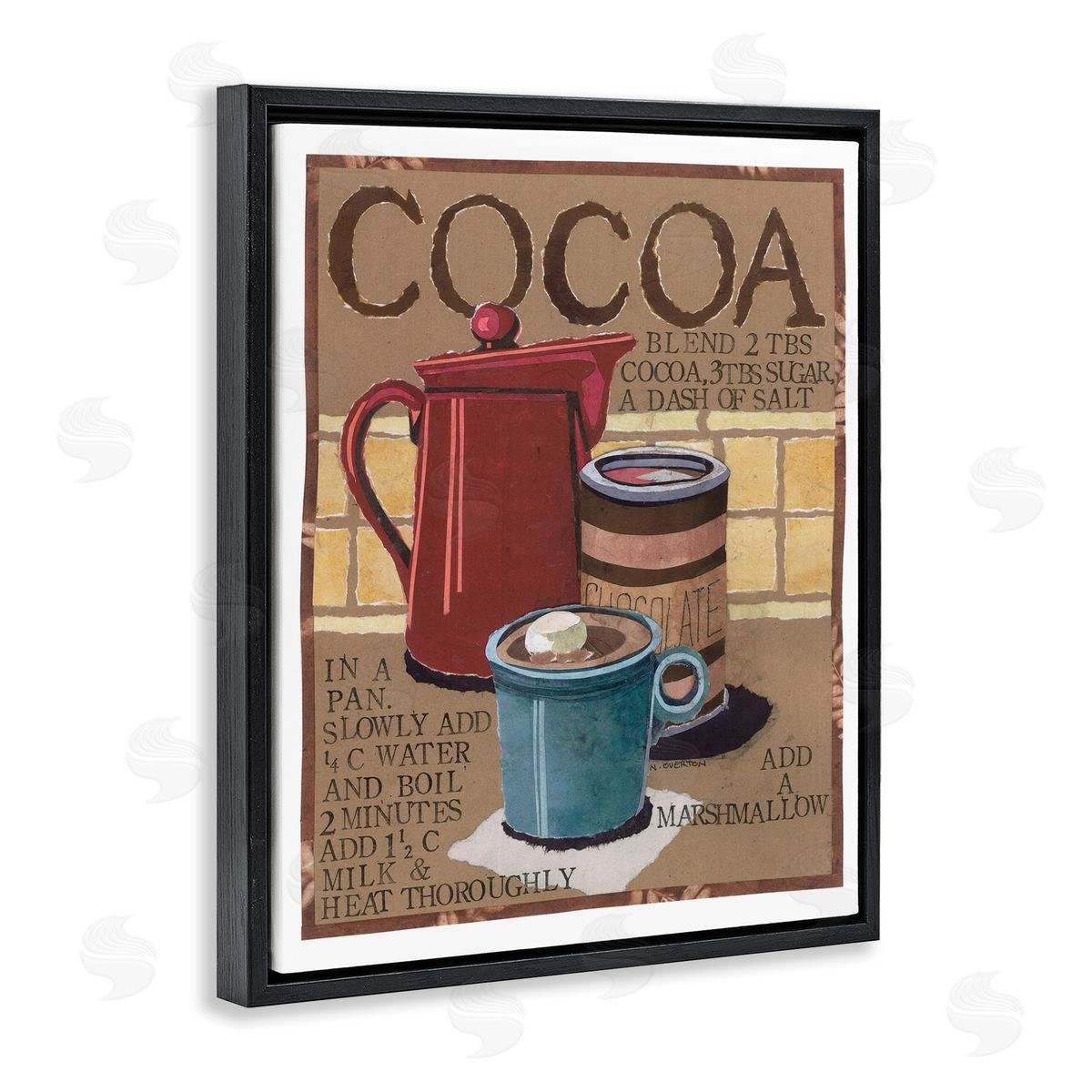 Hot Cocoa Recipe Black Floating Frame Canvas Wall Art, Home Decor by Nancy Overton