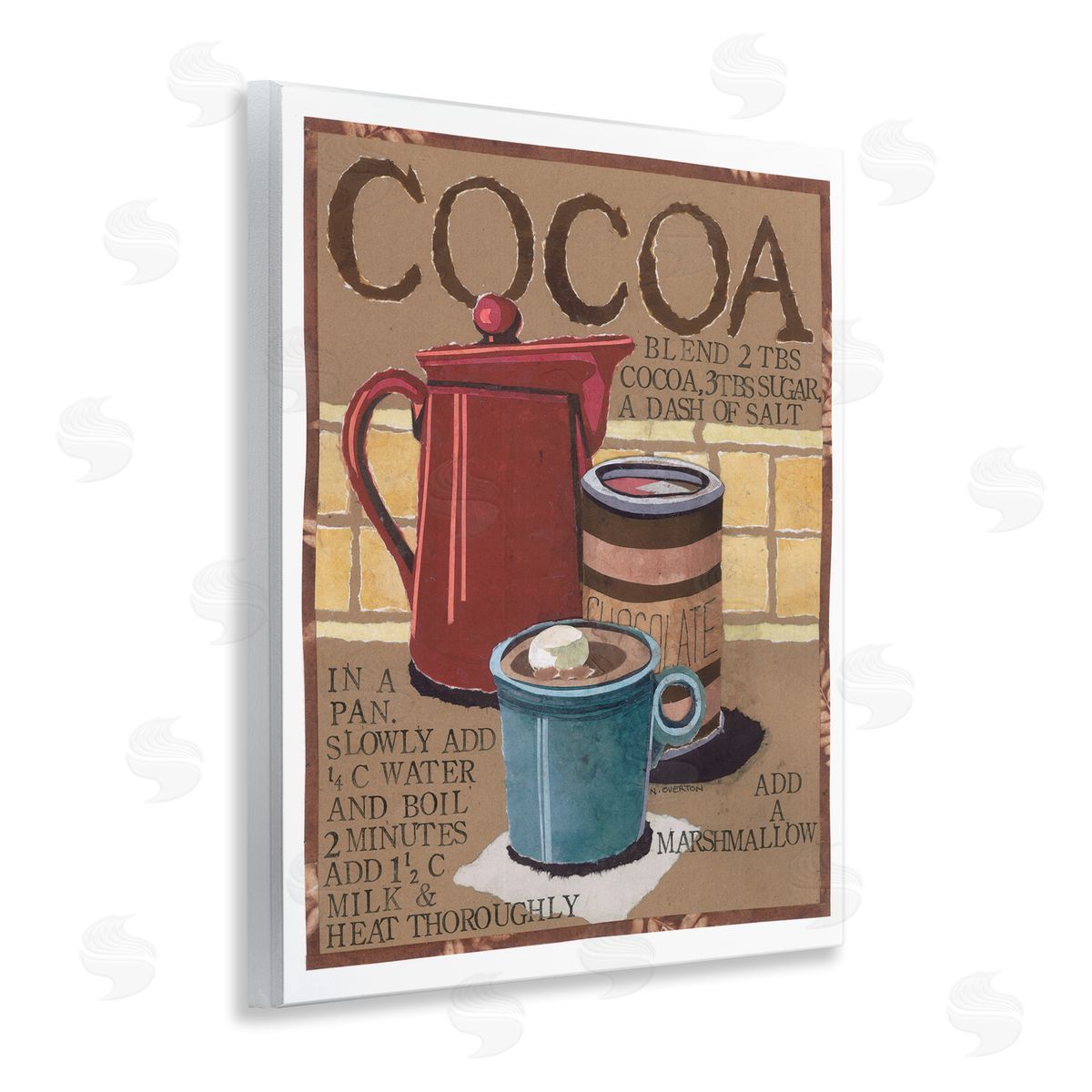 Hot Cocoa Recipe Wood Plaque Wall Art, Home Decor by Nancy Overton
