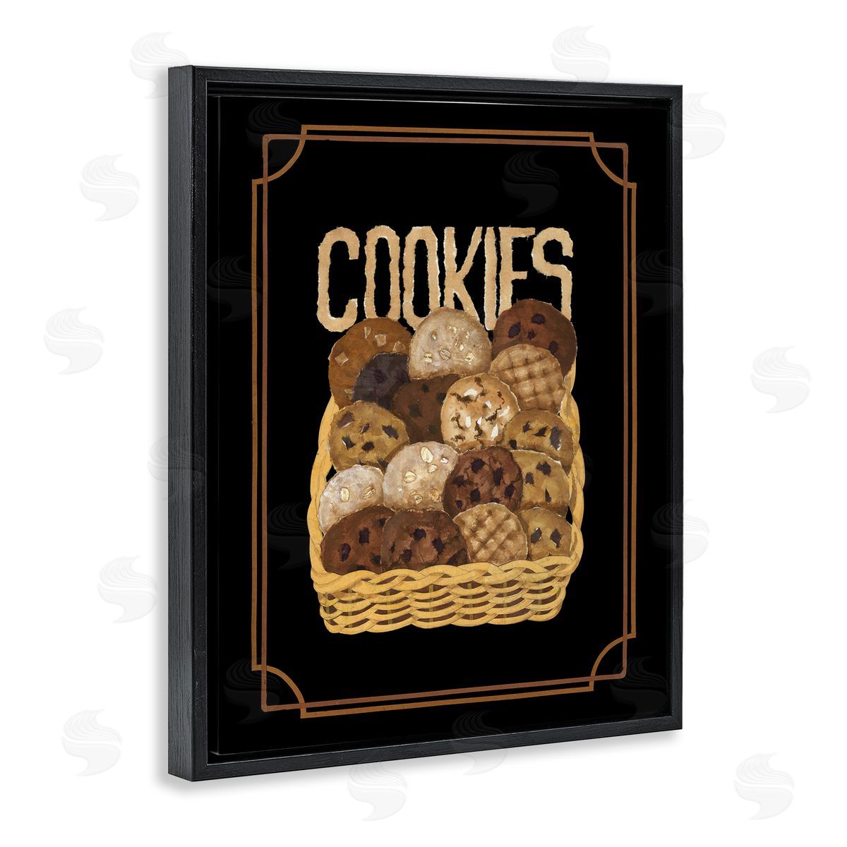 Assorted Cookie Basket Black Floating Frame Canvas Wall Art, Home Decor by Nancy Overton