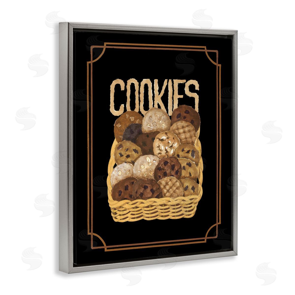 Assorted Cookie Basket Grey Floating Frame Canvas Wall Art, Home Decor by Nancy Overton