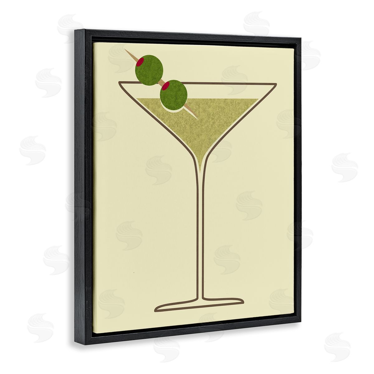 Martini with Olives Black Floating Frame Canvas Wall Art, Home Decor by Stupell Studio