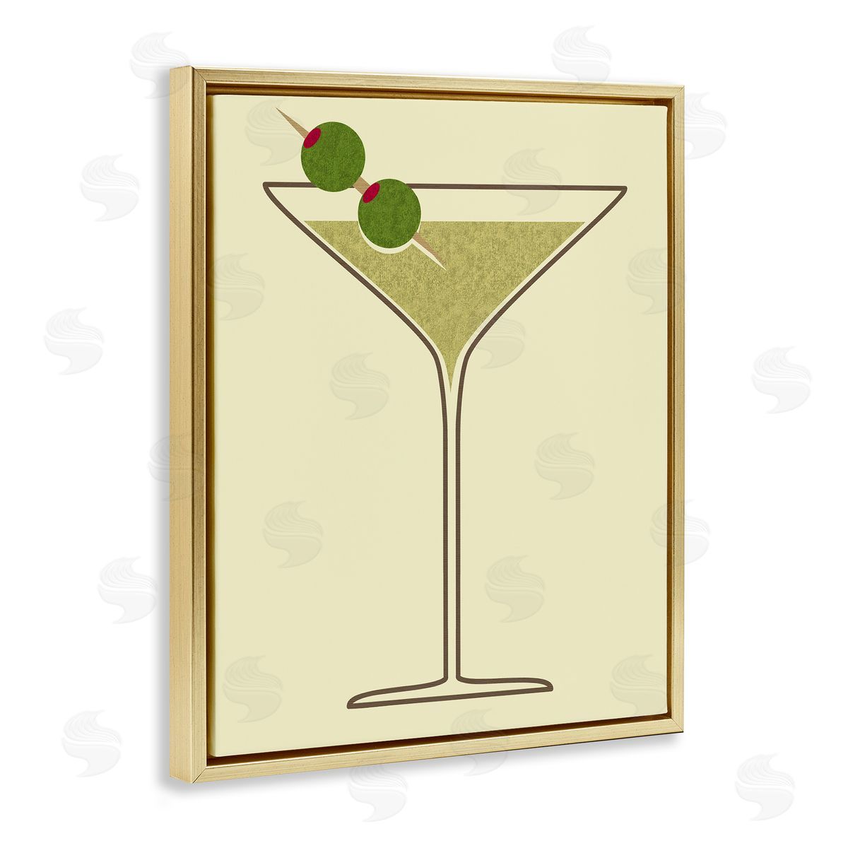 Martini with Olives Gold Floating Frame Canvas Wall Art, Home Decor by Stupell Studio