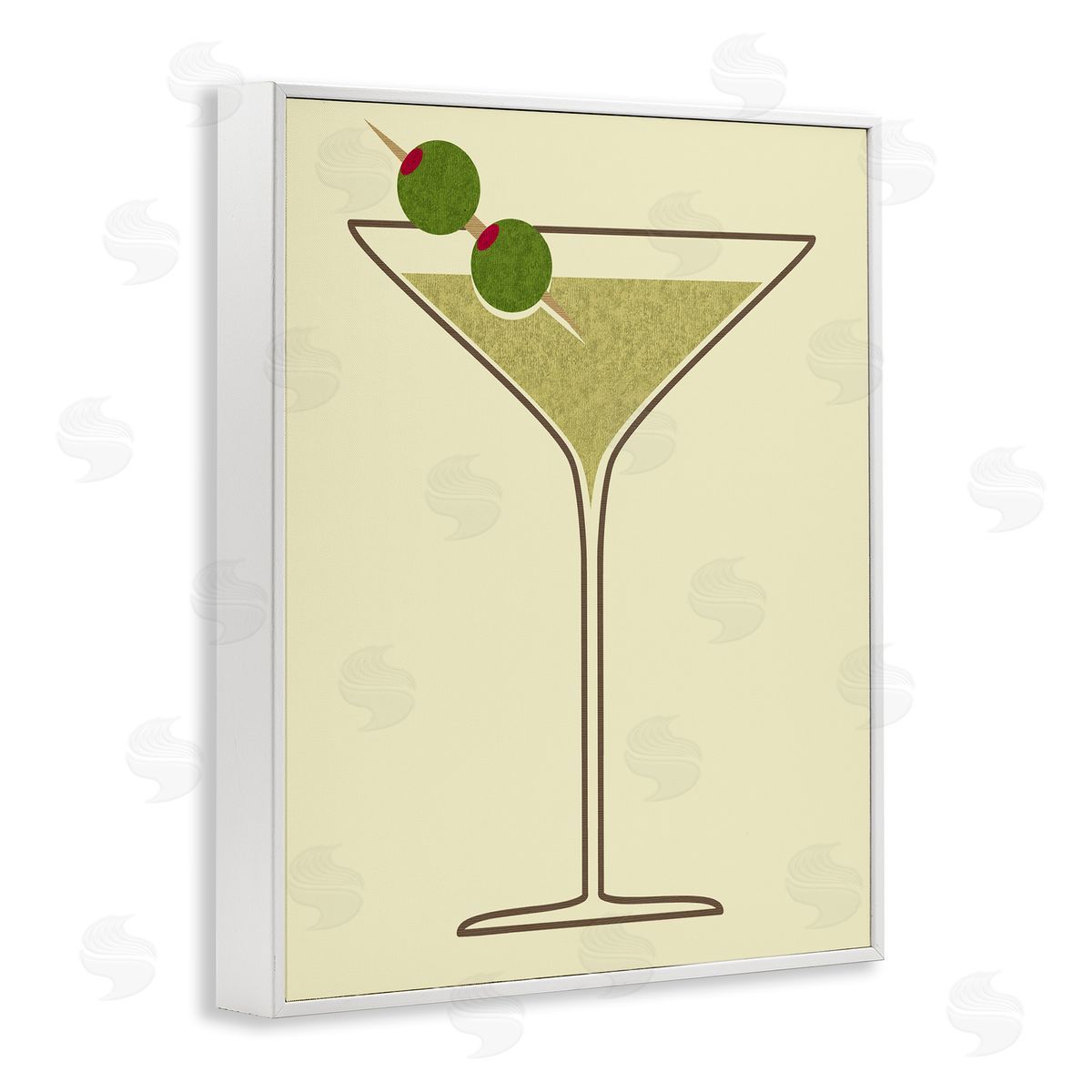 Martini with Olives White Frame Print Wall Art, Home Decor by Stupell Studio