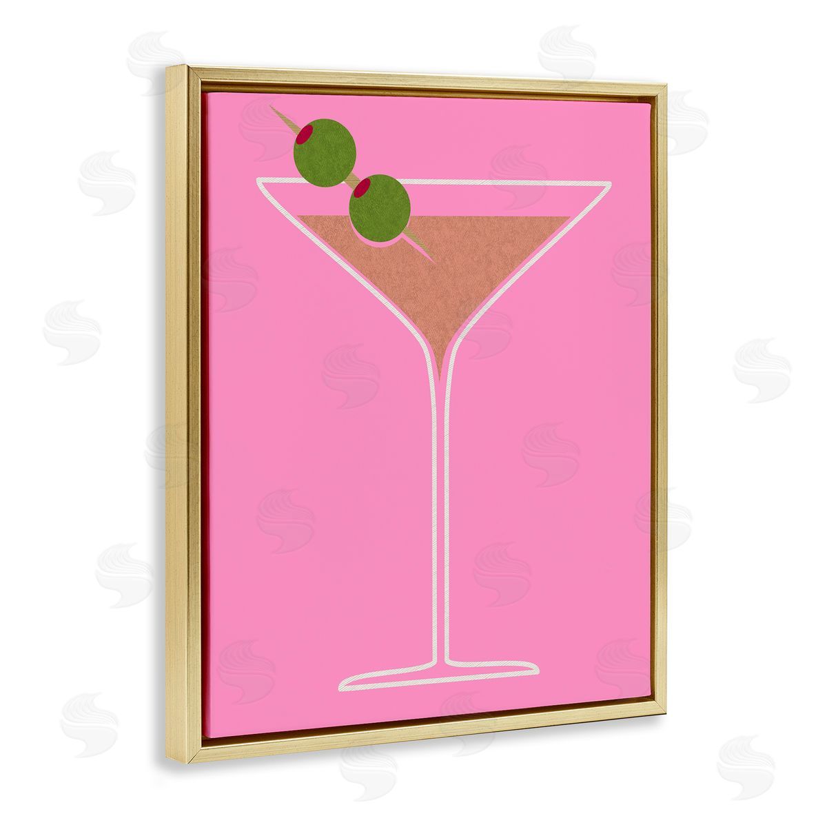 Dirty Martini on Pink Gold Floating Frame Canvas Wall Art, Home Decor by Stupell Studio