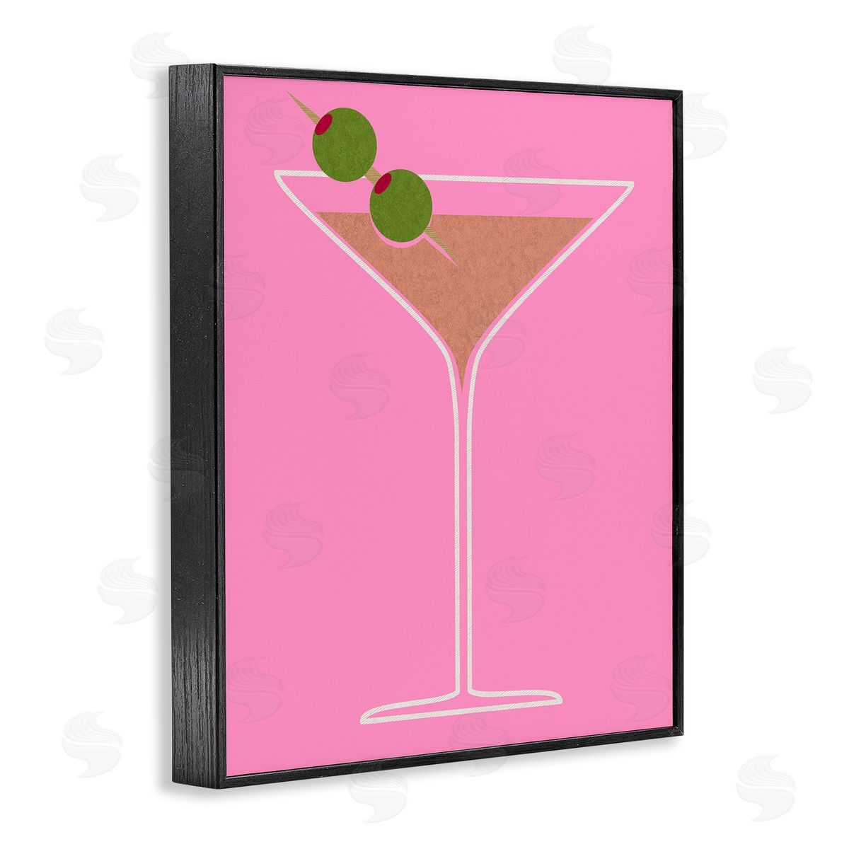 Dirty Martini on Pink Black Frame Print Wall Art, Home Decor by Stupell Studio