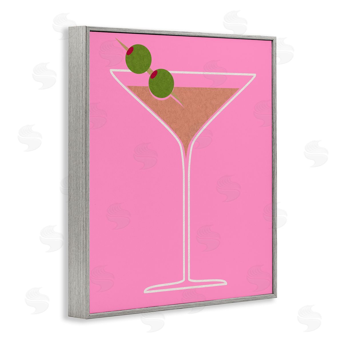 Dirty Martini on Pink Grey Frame Print Wall Art, Home Decor by Stupell Studio