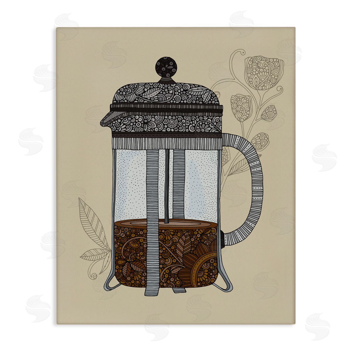 French Press Coffee Canvas Wall Art, Home Decor by Valentina Harper