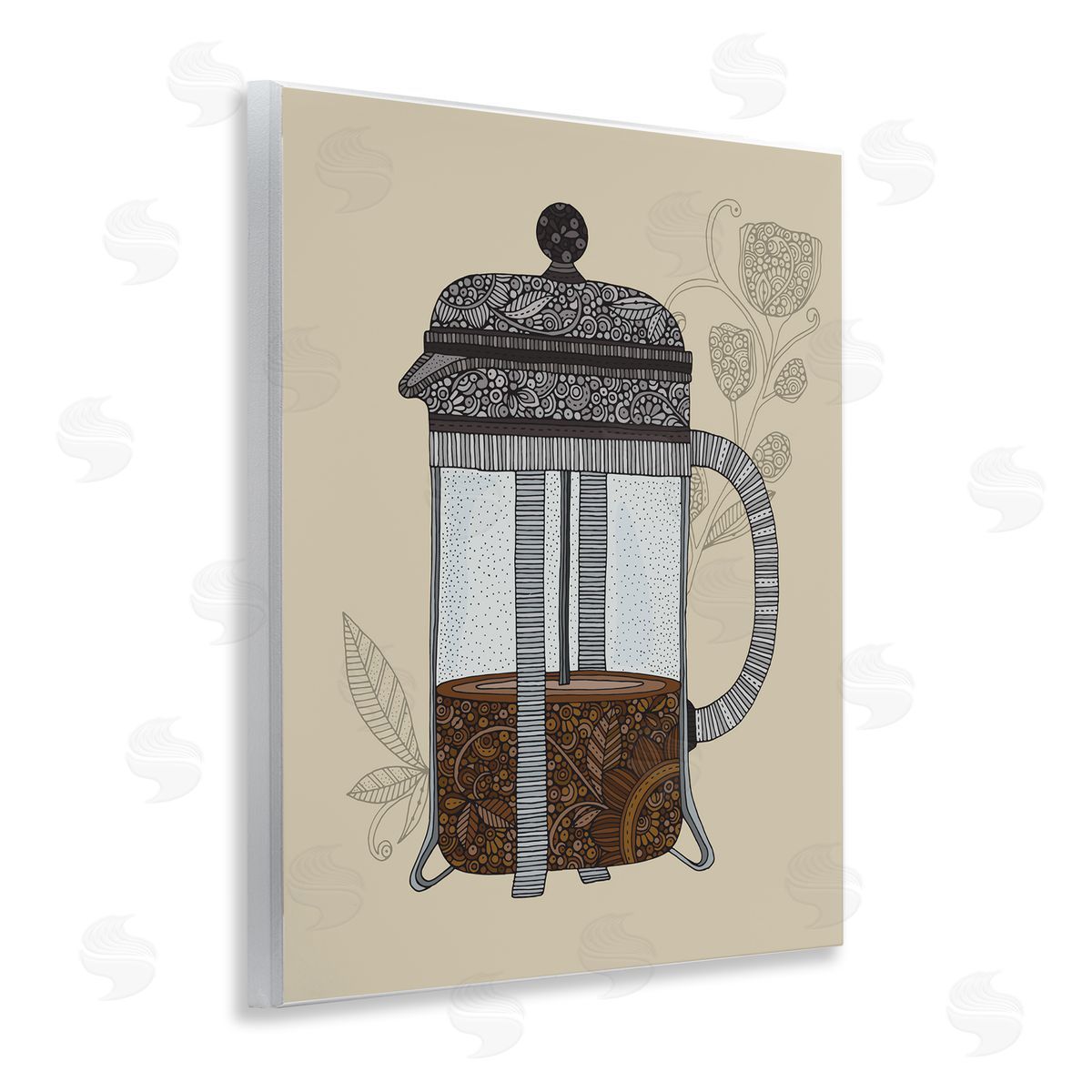 French Press Coffee Wood Plaque Wall Art, Home Decor by Valentina Harper
