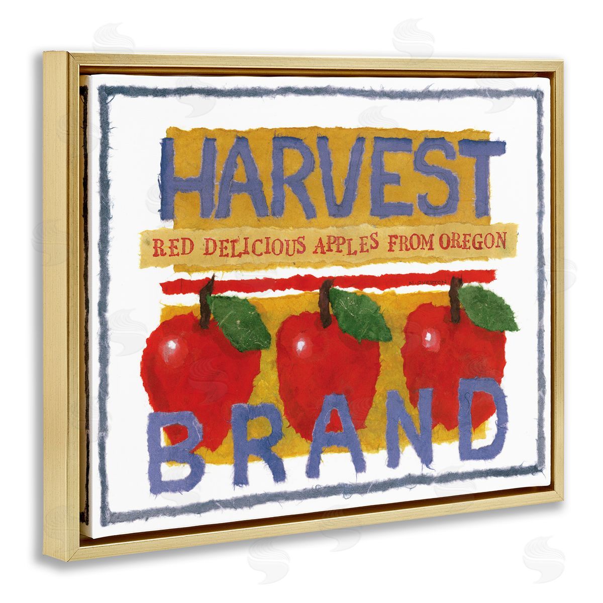 Oregon Harvest Apples Gold Floating Frame Canvas Wall Art, Home Decor by Nancy Overton