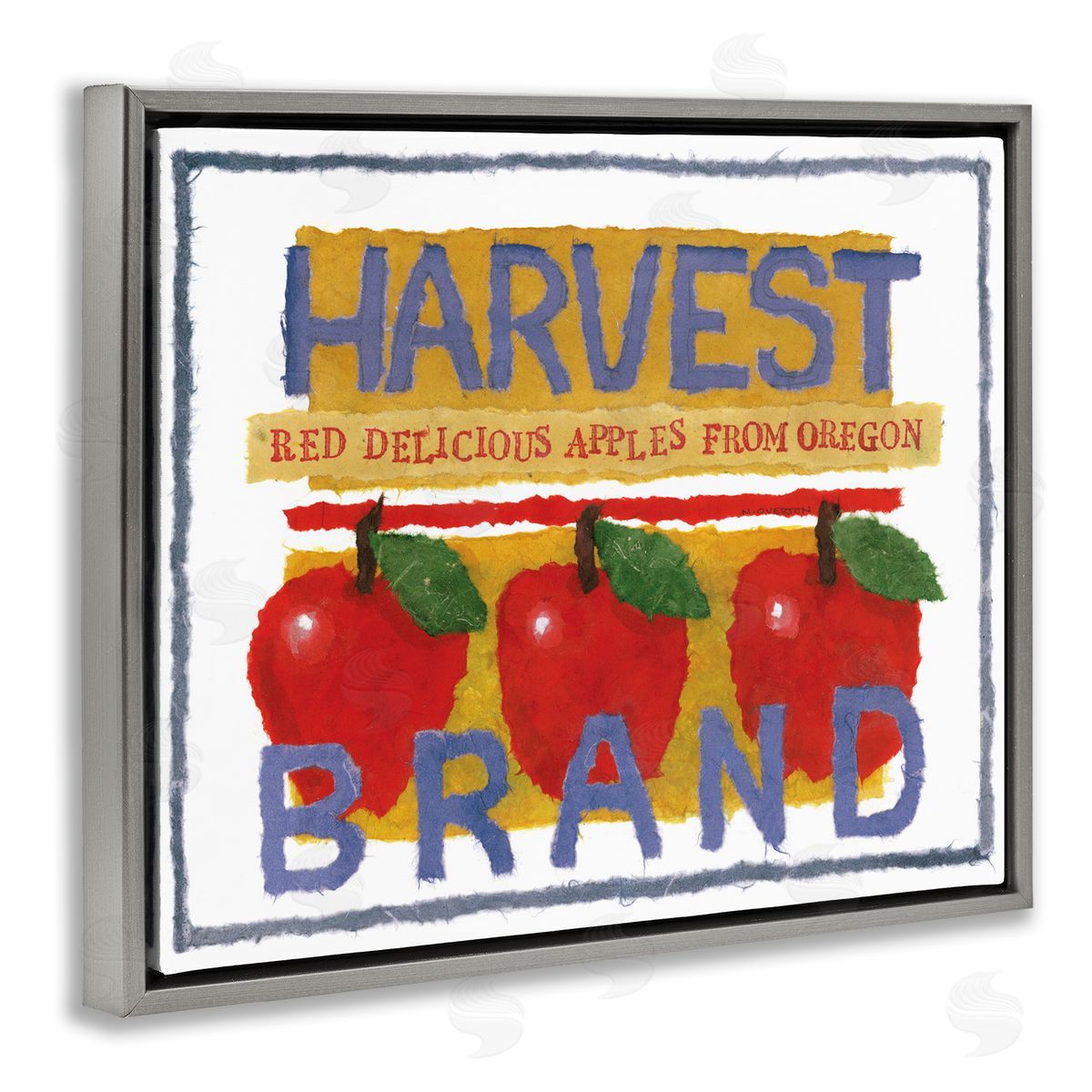 Oregon Harvest Apples Grey Floating Frame Canvas Wall Art, Home Decor by Nancy Overton