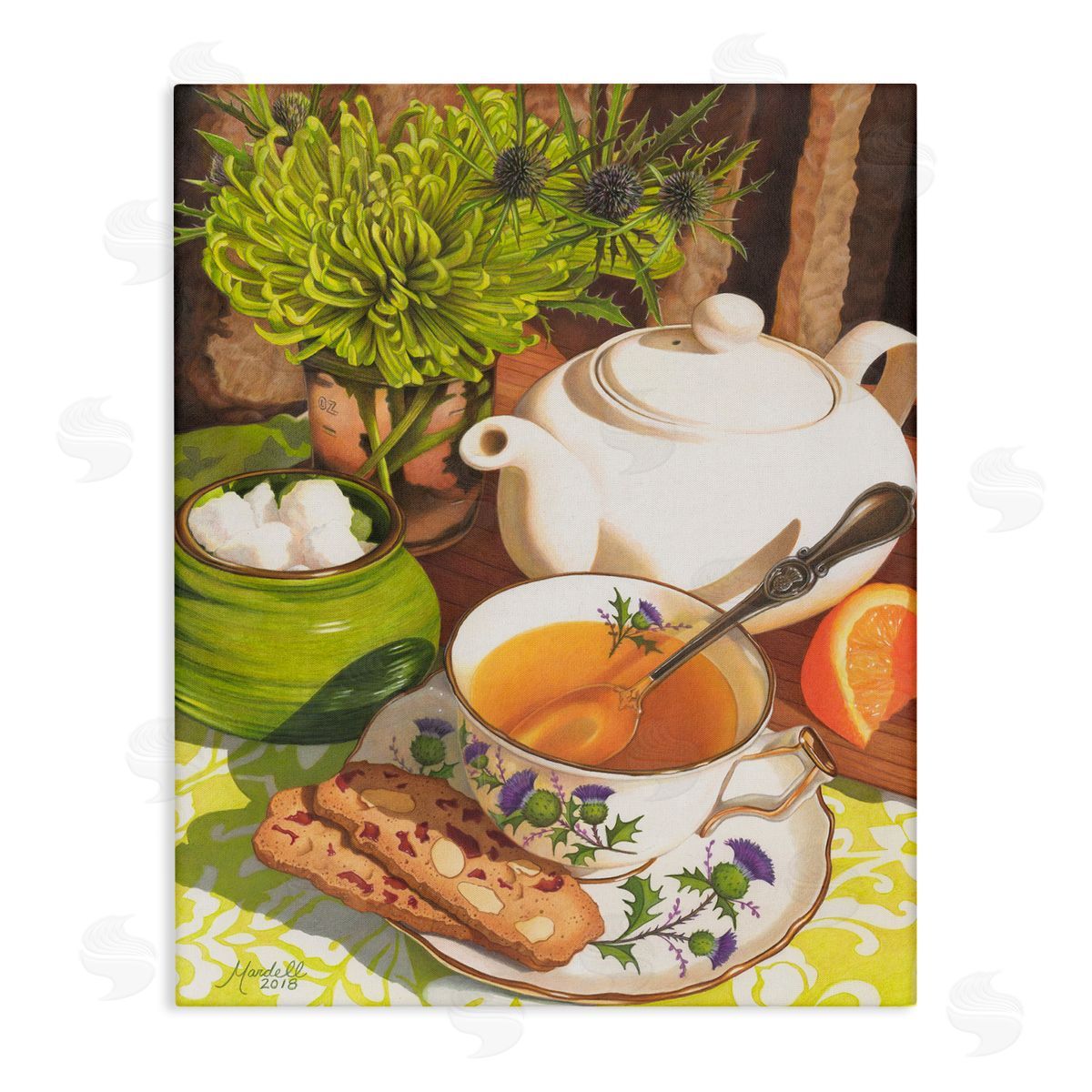 Tea and Biscuits Scene Canvas Wall Art, Home Decor by Mardell Schuster