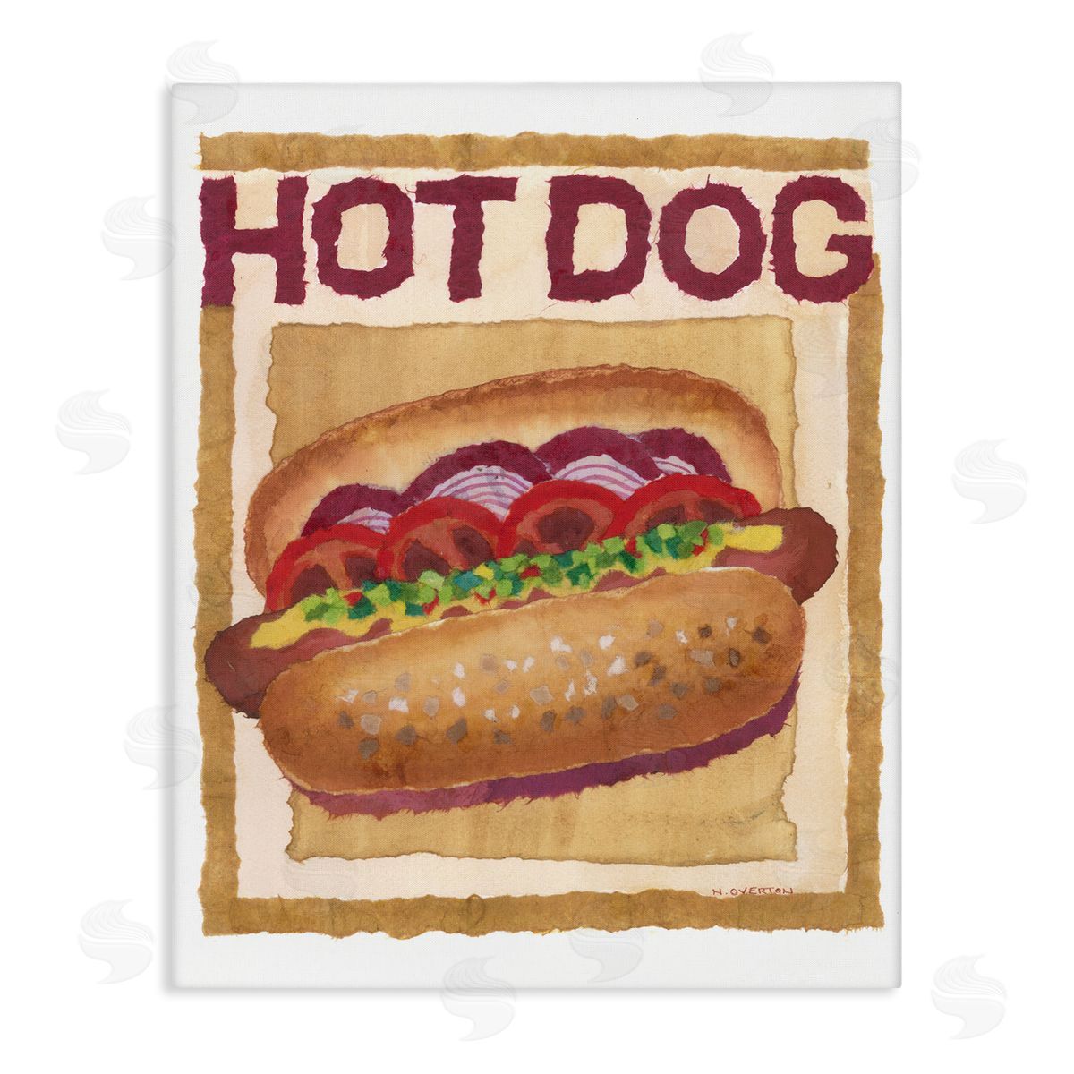 Traditional Hot Dog Canvas Wall Art, Home Decor by Nancy Overton