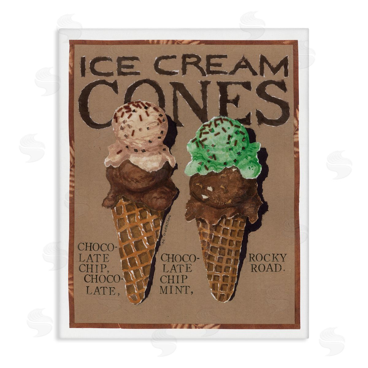 Ice Cream Cones Canvas Wall Art, Home Decor by Nancy Overton